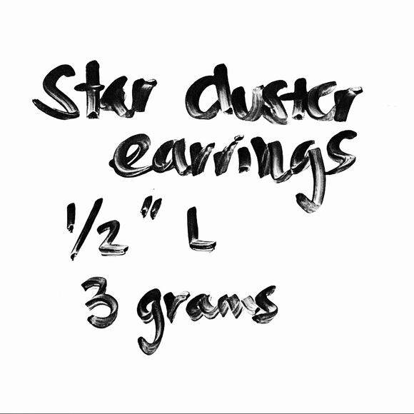 Cubic Zirconia Star Cluster Constellation Earrings Silver Tone - Picture 5 of 5